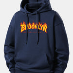Flame Brooklyn Print Relax Fit Hoodie