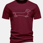 Regular Fit Line Dachshund Print Cotton T-Shirt