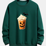 Halloween Pumpkin Drink Print Relax Fit Sweatshirt