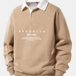 Brooklyn Print Contrast Polo Collar Sweatshirt