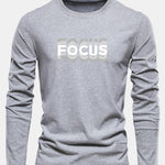 Long Sleeve Focus Print Cotton T-Shirt