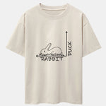 Rabbit Or Duck Optical Illusion Print Drop Shoulder Oversize T-Shirt
