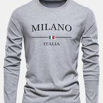 Long Sleeve Milano Print Cotton T-Shirt