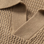 Textured Johnny Collar Crocheted Knit Polo