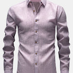 Long Sleeve Stripe Linen Look Button Up Shirt