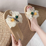 Bowknot Gauze Open Toe Split-Joint Slippers