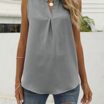 Solid color chiffon shirt loose V-neck pullover sleeveless top vest