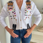 WHITE BUTTERFLY NUTCRACKER CARDIGAN