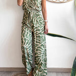 Summer Suit Swirl Print Sleeveless Jumpsuit