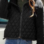 Plush paneled zipped long-sleeve jacket
