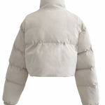 Stand Collar Pocket Zipper Short Cotton Coat