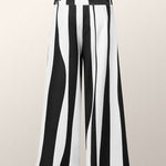 High Waisted Loose Striped Tied Waist Pants Trousers