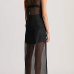 Embraces Modern Sheer Organza Pocket Oversized Tank and High Rise Slit Midi Skirt Set