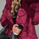 Women Hooded Patchwork Knitted Sleeves Casual Cotton Jacket