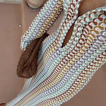 Bondi Beach Knit Colorful Wave Print Long Sleeve Vacation Maxi Dress