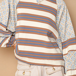 Casual Striped Print Flowers Contrast O Neck Hoodies