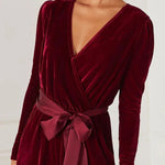 Love One Another Velvet Bow Belted Pocket Cutout Back Loose Jumpsuit