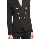 Long Sleeves Buttoned Notched Collar Blazer Outerwear