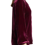 Solid Color Velvet V-neck Long-sleeved Shirt