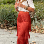 Stylish fringed slim fit skirt