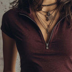 Classic Zip-Neck Snow-Wash Knit Top