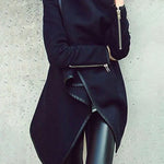 Original Asymmetric Split-Joint High-Neck Woolen Coat
