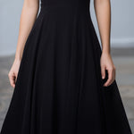 Off-Shoulder Mesh Trim A-Line Midi Dress
