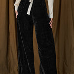 Gold velvet draped wide-leg pants, loose casual pants