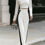 White Cropped Top & Wide-Leg Pants Set
