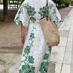 Unique Print Button Down Long Sleeve Shirt Maxi Dress