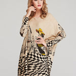 Vintage Loose Printed Split-Joint Sweater