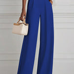 High Waisted Straight Leg Pleated Solid Color Split-Joint Pants Trousers