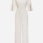 Loose Solid Color Split-Joint Round-Neck Jumpsuits