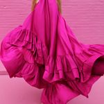 Loose Sleeveless Falbala Solid Color Stand Collar Maxi Dresses
