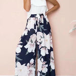 High waist loose printed casual wide-leg trousers