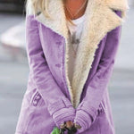 Long Sleeve Solid Color Lapel Outerwear