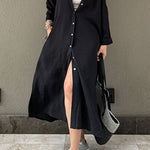 Casual Solid Buckle POLO collar Shirt Dress Dresses