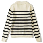 Lapel Loose Casual Striped Knit Sweater