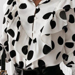 Autumn and winter polka dot ruffle long sleeve shirt