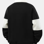 Relax Fit Color Block Patchwork Polo Sweatshirt & Slit Hem Stripe Pants