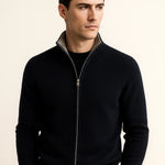 Leonardo Zip Cardigan Navy