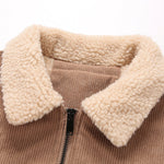 Teddy Lined Zip Up Corduroy Jacket With Pockets
