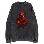 Windy City Hawk wearing Bulls beanie with six rings patch and wayfarer - Vintage Sweatshirt