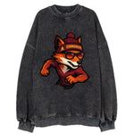 Washington Fox wearing Commanders beanie with Capitol patch and wayfarer - Vintage Sweatshirt