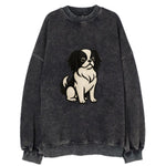 Japanese Chin - Black and white sitting Vintage Sweatshirt