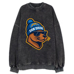 San Diego Sea Lion wearing Chargers beanie with bolt patch and wayfarer - Vintage Sweatshirt