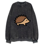 Hedgehog - Brown spiky back flat side profile - Vintage Sweatshirt