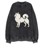 American Eskimo Dog - White spitz embroidered standing design - Vintage Sweatshirt