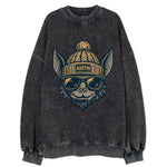 Austin Bat wearing Austin beanie with pom pom and wayfarer sunglasses - Vintage Sweatshirt