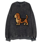 Basset Hound - Trendy low-rider design with prominent black outline - Vintage Sweatshirt